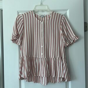 Madewell Striped Peplum Top Size Small